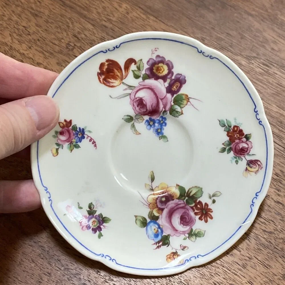 Vintage Royal Doulton Floral Demitasse Cup & Saucer Set England Cottage Core